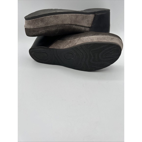 OTBT Aura Womens Mary Jane Wedge Shoes Sz 8.5 M Pewter Metallic Leather Brown - Picture 10 of 13